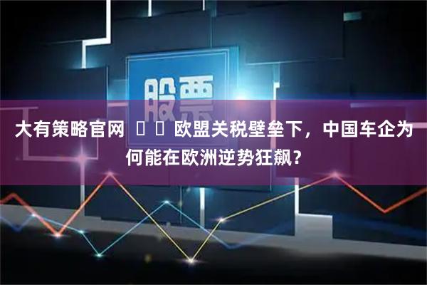 大有策略官网  ​​欧盟关税壁垒下，中国车企为何能在欧洲逆势狂飙？